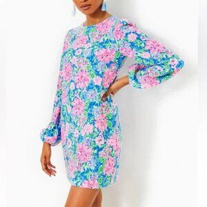 Lilly Pulitzer Alyna Dress 14 Long Sleeve Spring in Your Step Floral NWT
